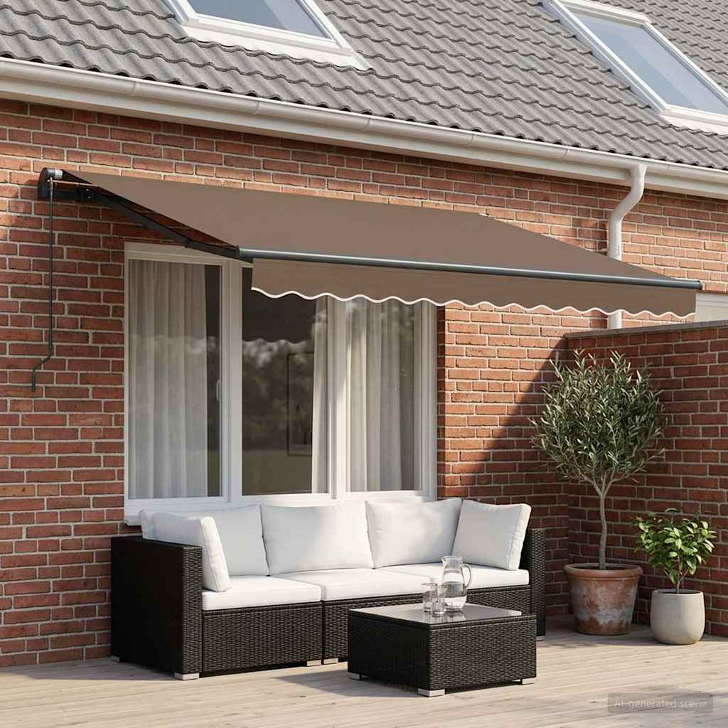 Ausziehbare Markise Taupe 300 x 250 cm Polyester und Aluminium