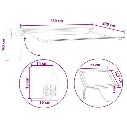 Manueller Markisenrahmen mit LEDs Sand 3,5 x 2 m