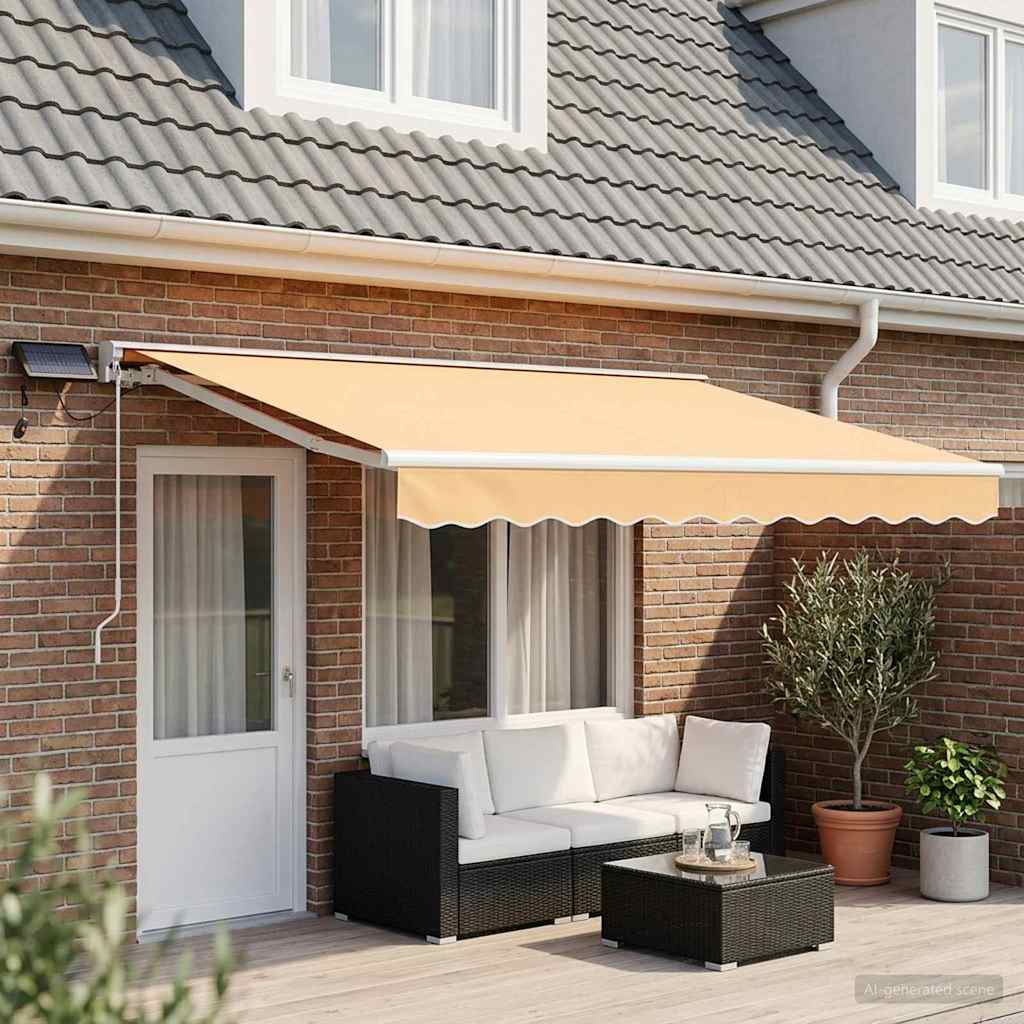 Manueller Markisenrahmen mit LEDs Sand 4,5 x 3,5 m