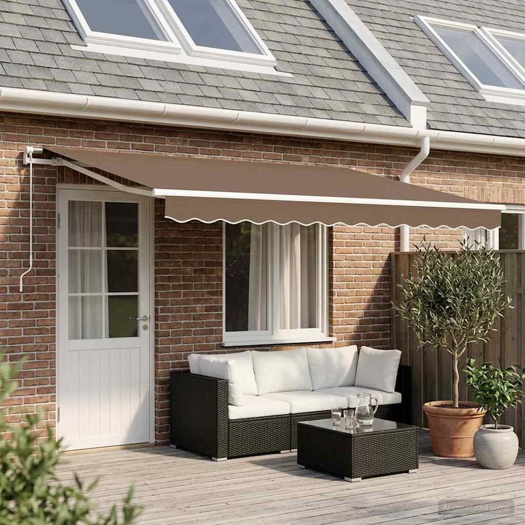 Ausziehbare Markise Taupe 600 x 300 cm Polyester und Aluminium