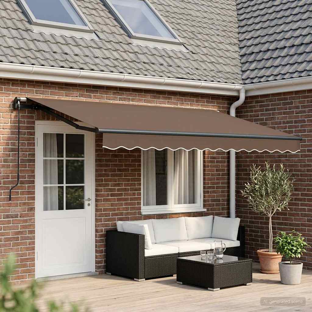 Ausziehbare Markise Taupe 500 x 300 cm Polyester und Aluminium