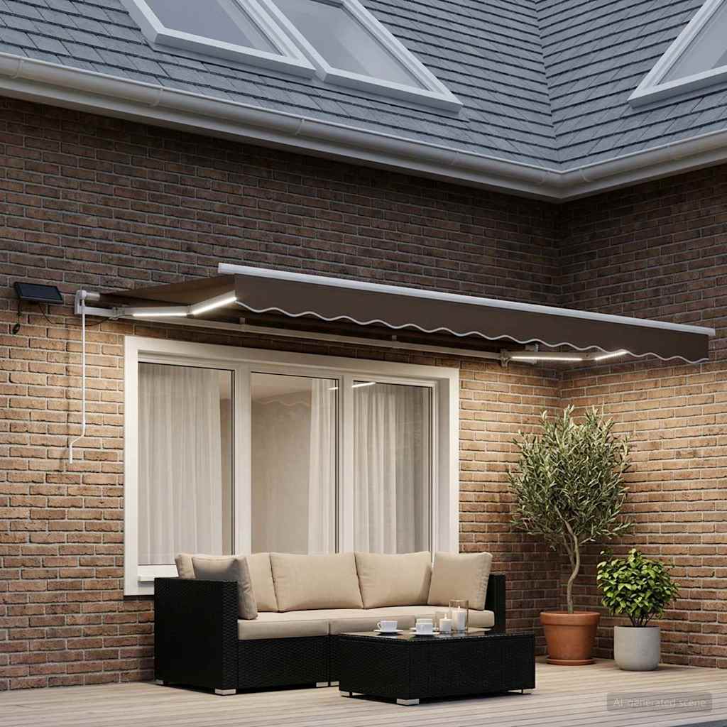 Ausziehbare Markise Taupe 300 x 250 cm Stoff und Aluminium