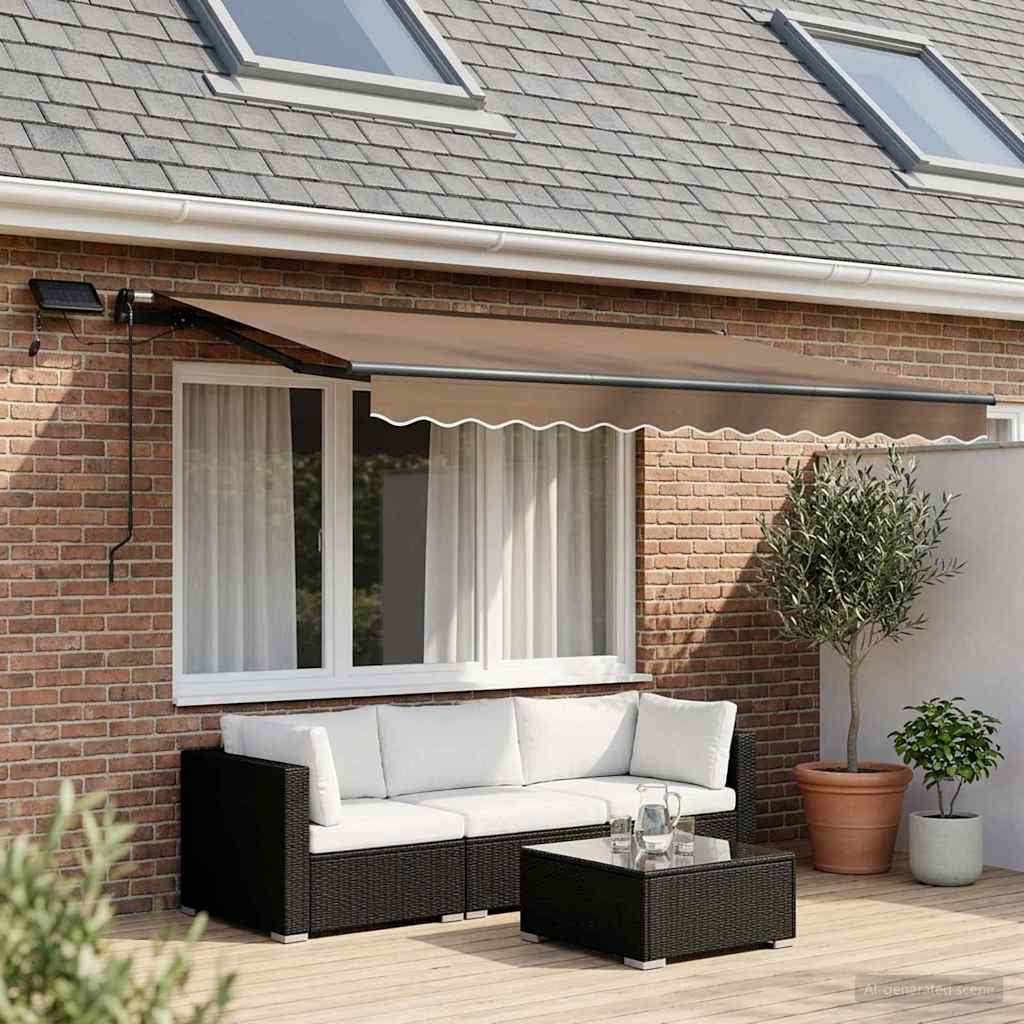 Ausziehbare Markise Taupe 300 x 250 cm Stoff und Aluminium