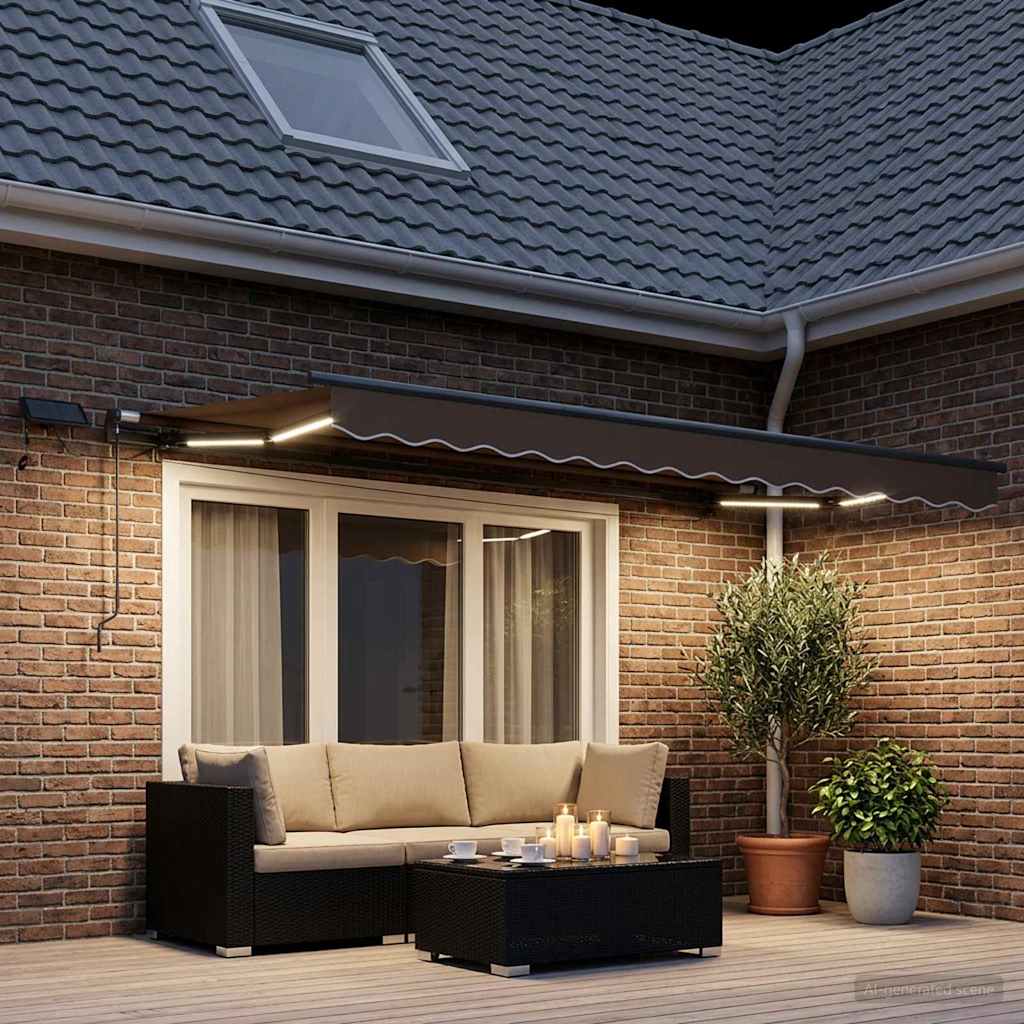 Ausziehbare Markise Taupe 300 x 250 cm Stoff und Aluminium