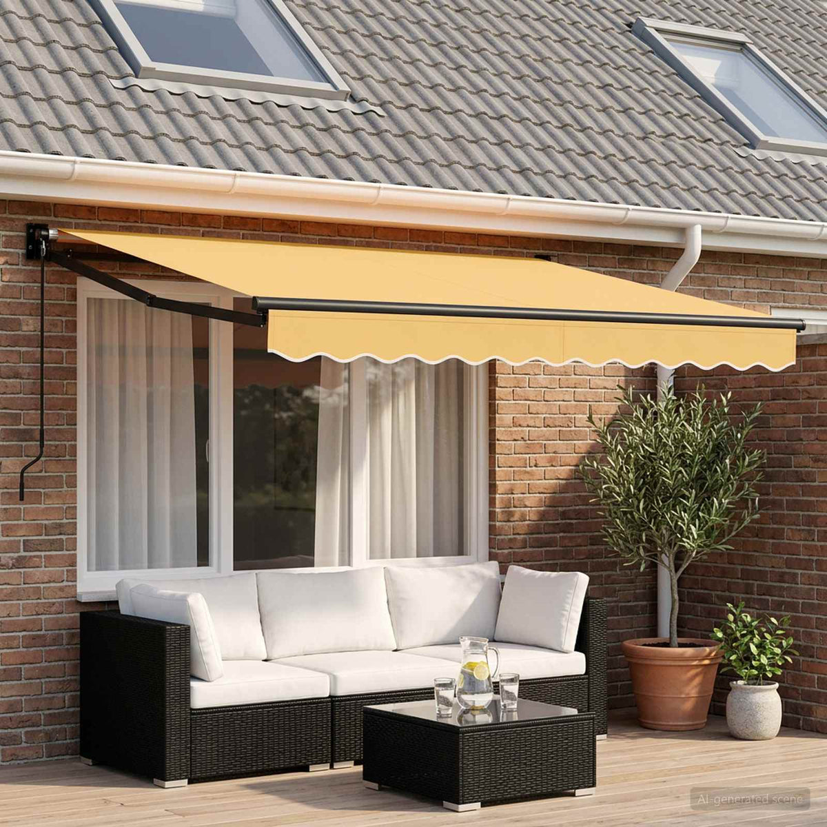 Ausziehbare Markise Sand 3 x 2,5 m 100% Polyester und Aluminium