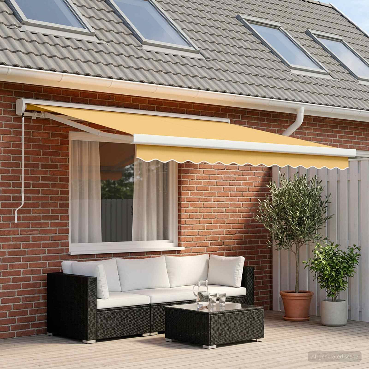 Ausziehbare Markise Sand 300 x 250 cm Leinen und Aluminium