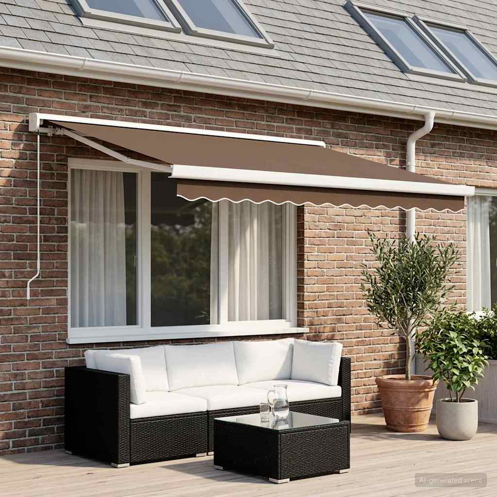 Ausziehbare Markise Taupe 350 x 250 cm Leinen und Aluminium