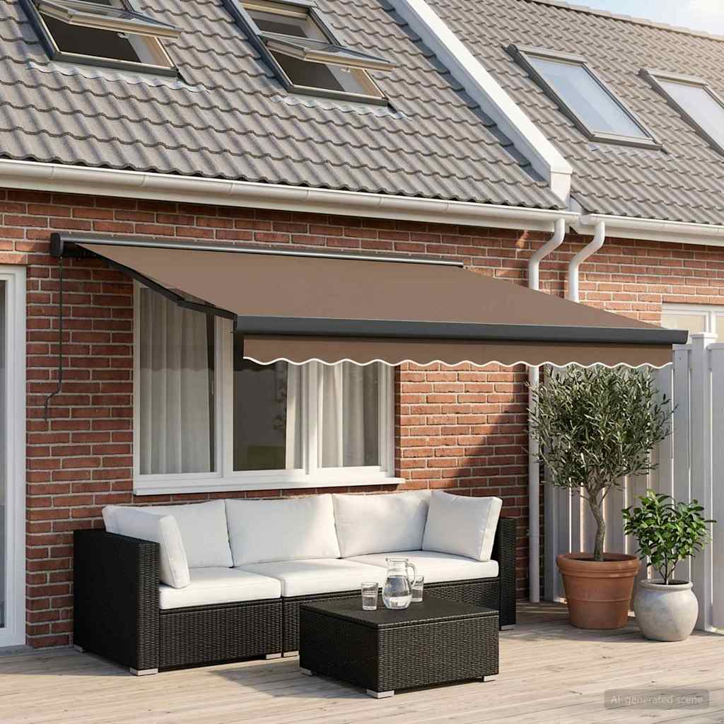 Ausziehbare Markise Taupe 300 x 250 cm Leinen und Aluminium
