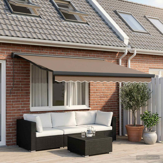 Ausziehbare Markise Taupe 300 x 250 cm Leinen und Aluminium