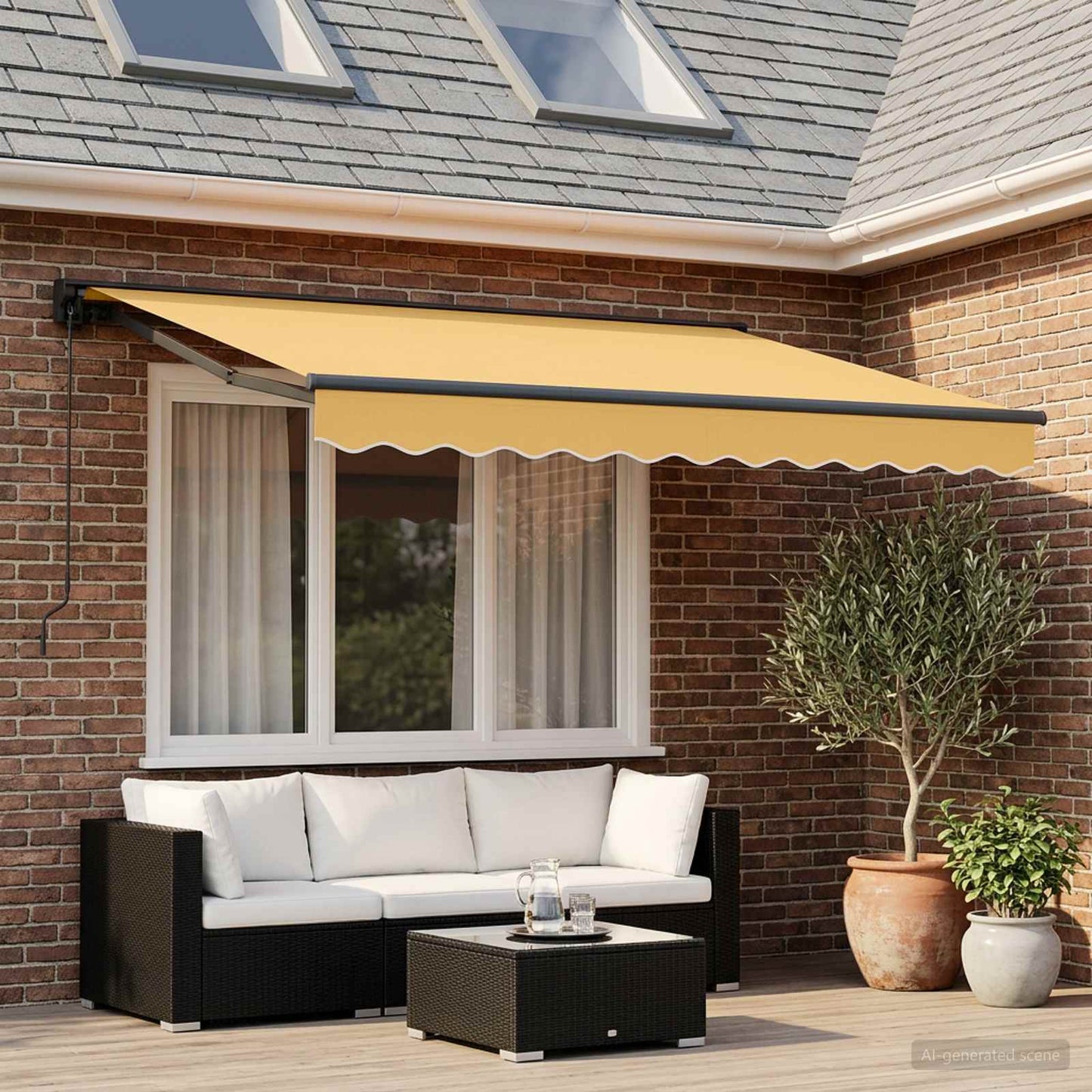 Einziehbare Markise Sand 3 x 2,5 m Polyester und Aluminium
