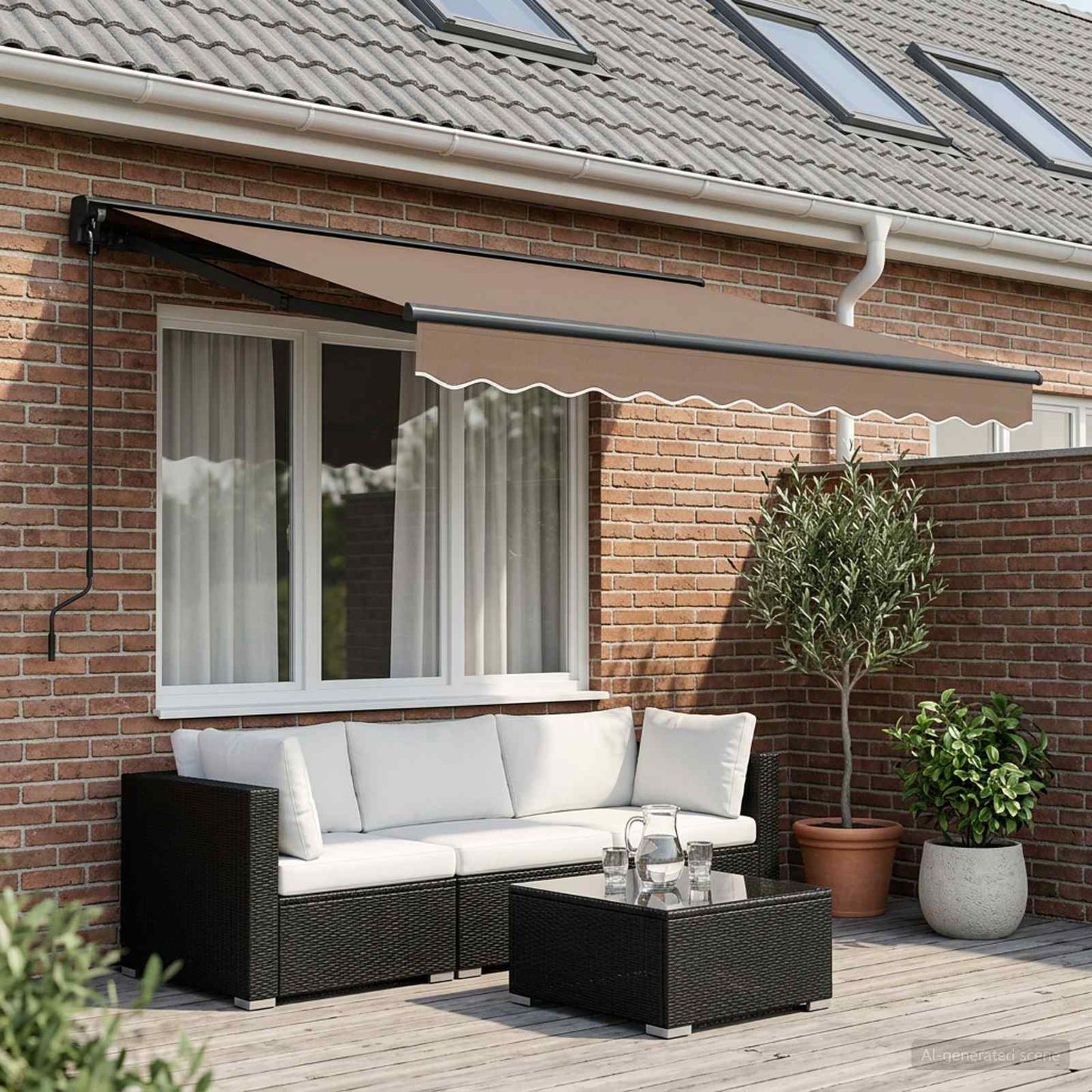Einziehbare Markise Taupe 3 x 2,5 m Polyester und Aluminium