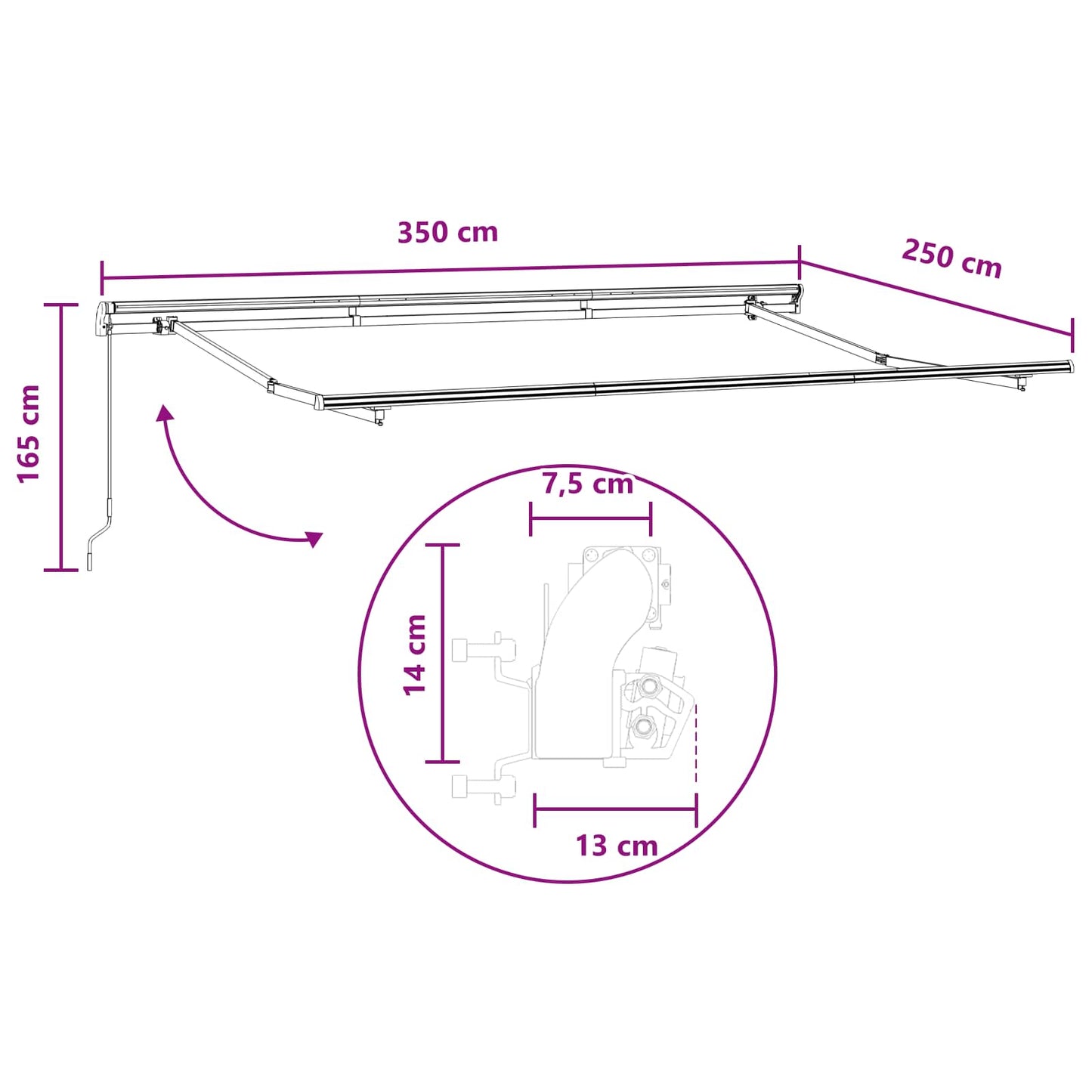 Ausziehbare Markise 2 Stk. Hellgrau und Weiß 3,5 x 2,5 m
