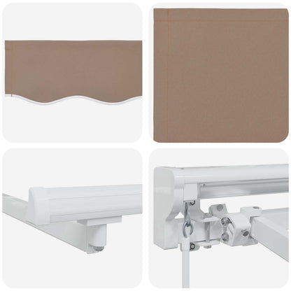 Manueller Markisenrahmen mit LEDs Taupe 3,5 x 2,5 m