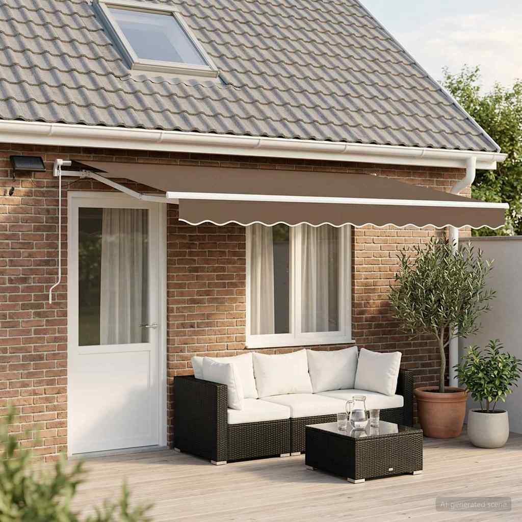 Ausziehbare Markise Taupe 450 x 350 cm Stoff und Aluminium