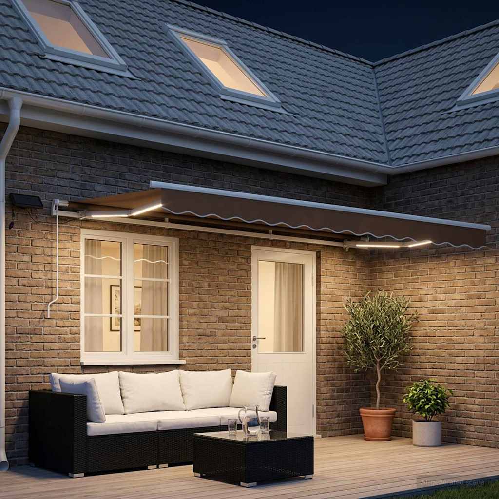 Ausziehbare Markise Taupe 450 x 300 cm Stoff und Aluminium