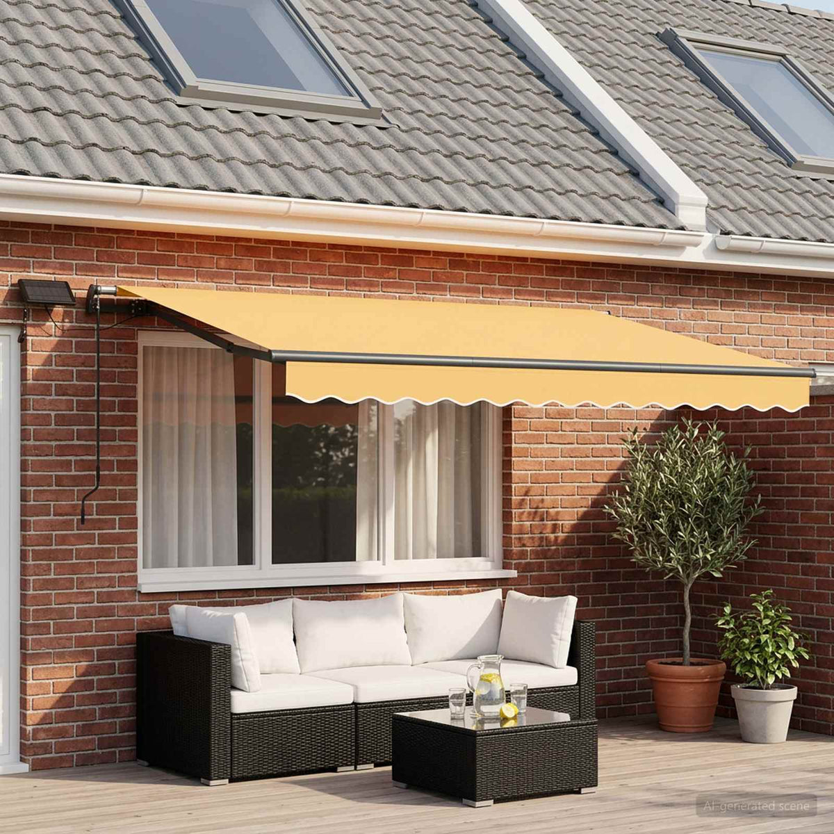 Ausziehbare Markise Sand 400 x 300 cm Stoff und Aluminium