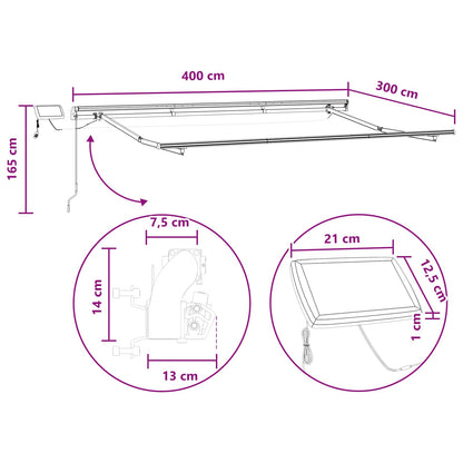 Ausziehbare Markise Sand 400 x 300 cm Stoff und Aluminium