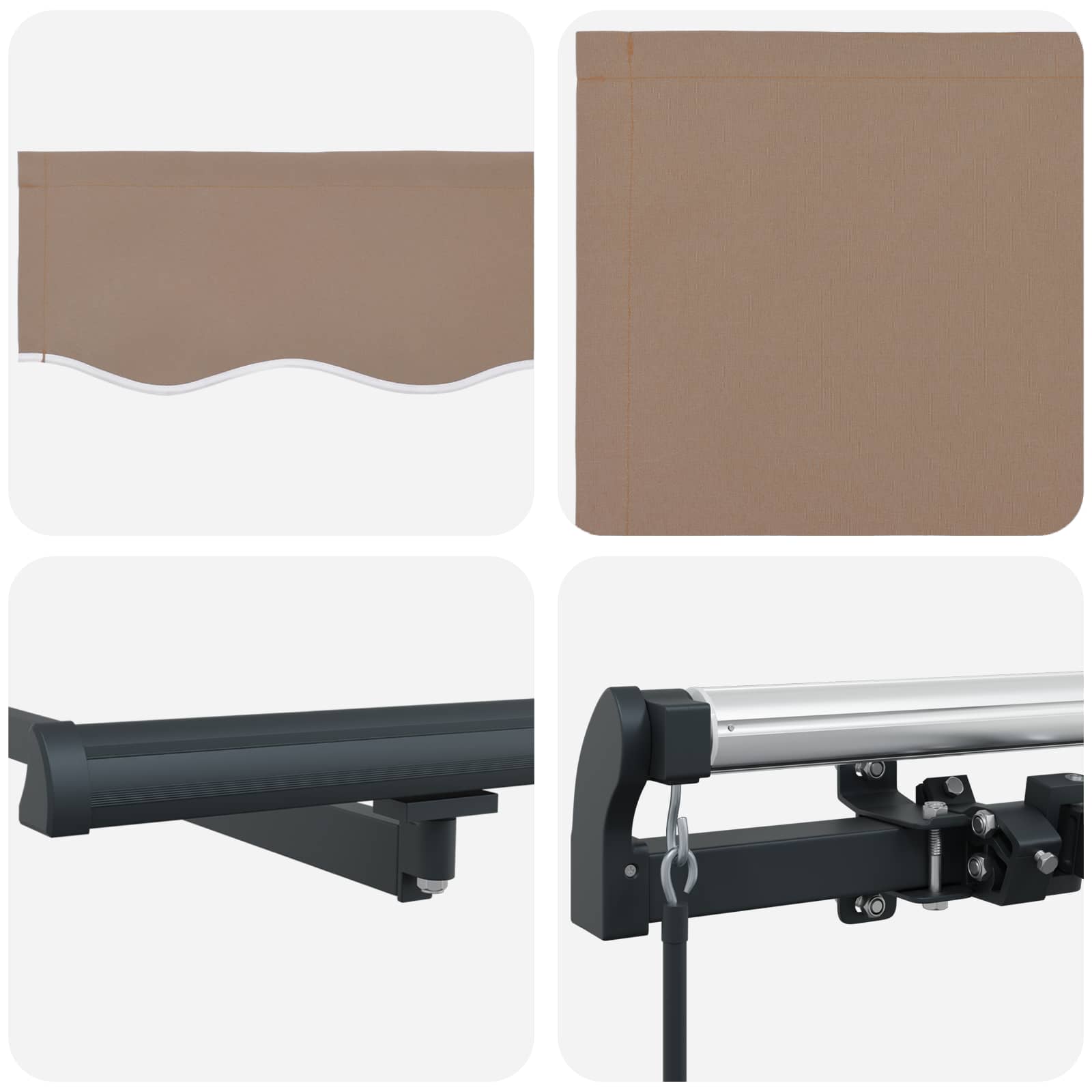 Ausziehbare Markise Taupe 400 x 300 cm Stoff und Aluminium
