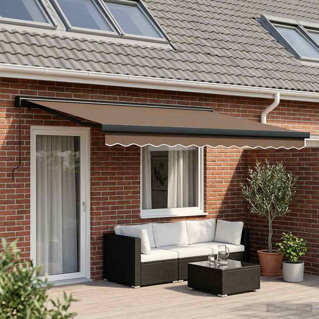 Ausziehbare Markise Taupe 400 x 300 cm Leinen und Aluminium
