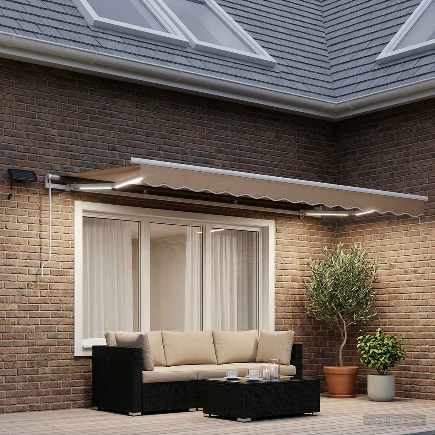 Ausziehbare Markise Taupe 400 x 350 cm Stoff und Aluminium