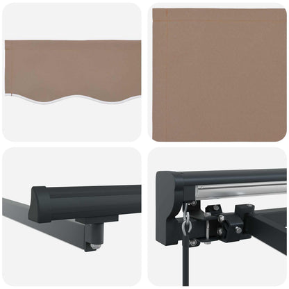 Manueller Markisenrahmen mit LEDs Taupe 4 × 3,5 m