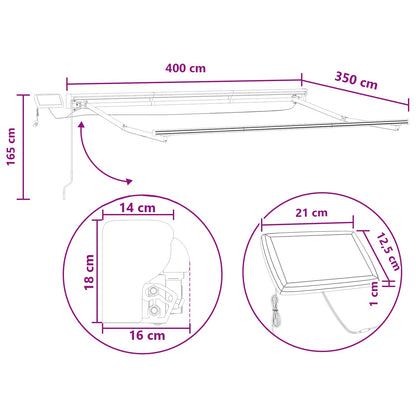 Manueller Markisenrahmen mit LEDs Taupe 4 × 3,5 m