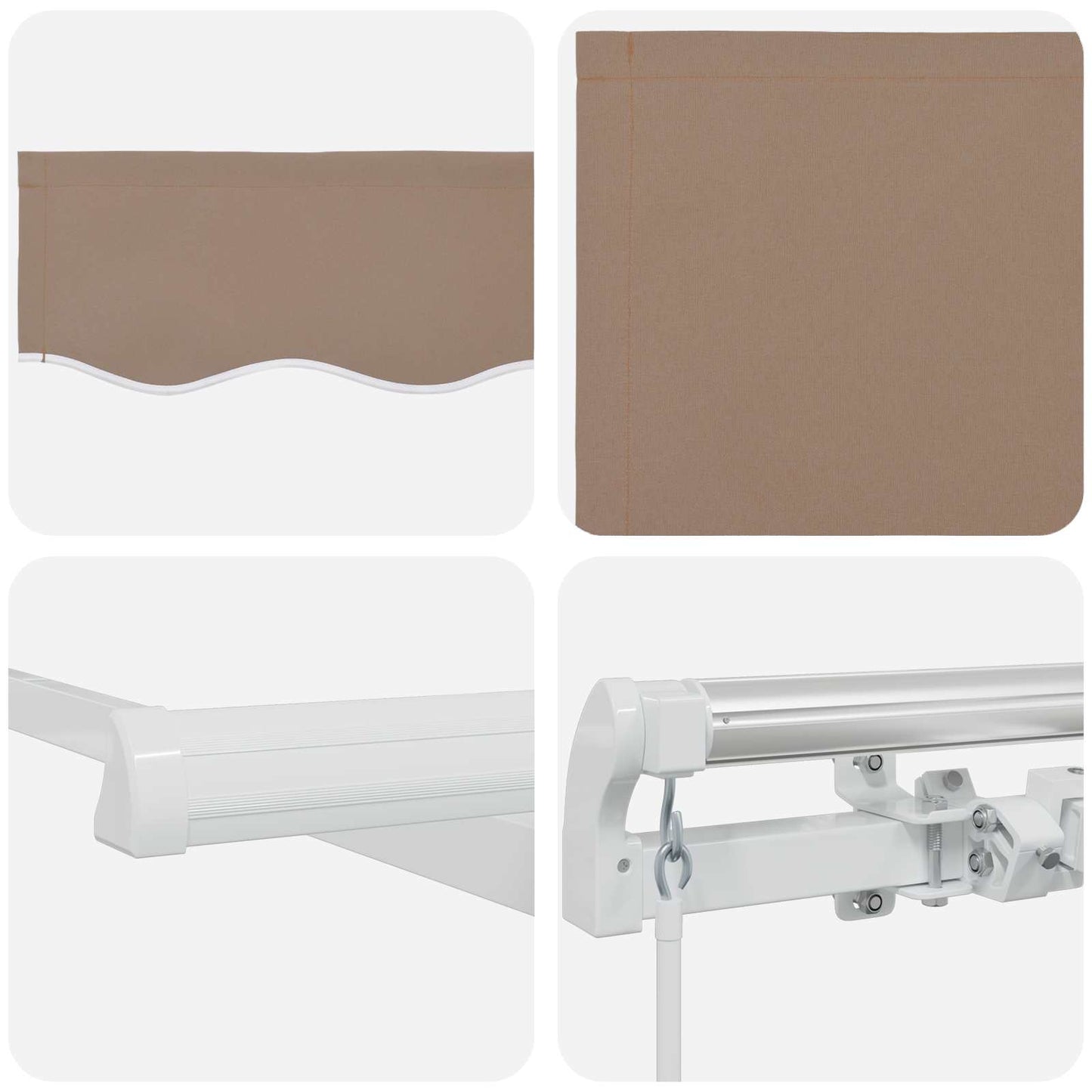 Ausziehbare Markise Taupe 450 x 300 cm Stoff und Aluminium
