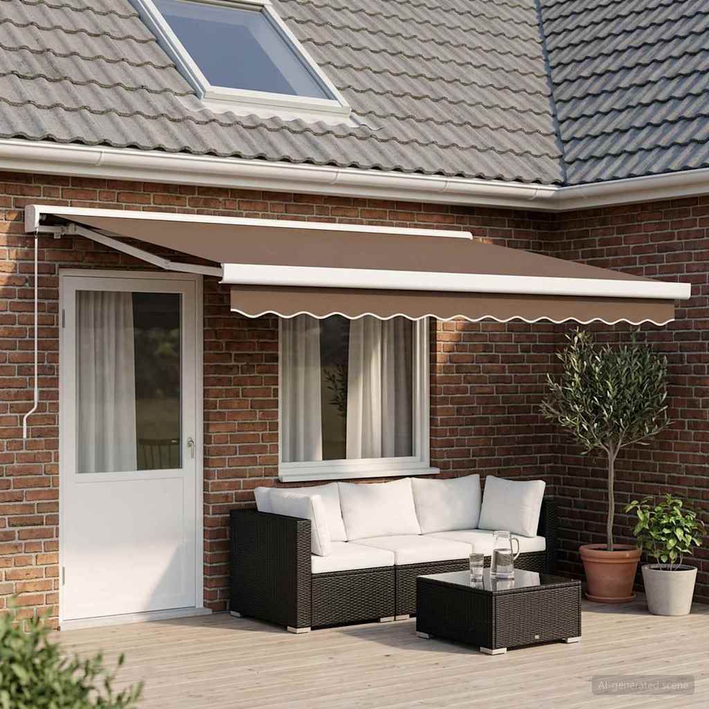 Ausziehbare Markise Taupe 500 x 300 cm Leinen und Aluminium