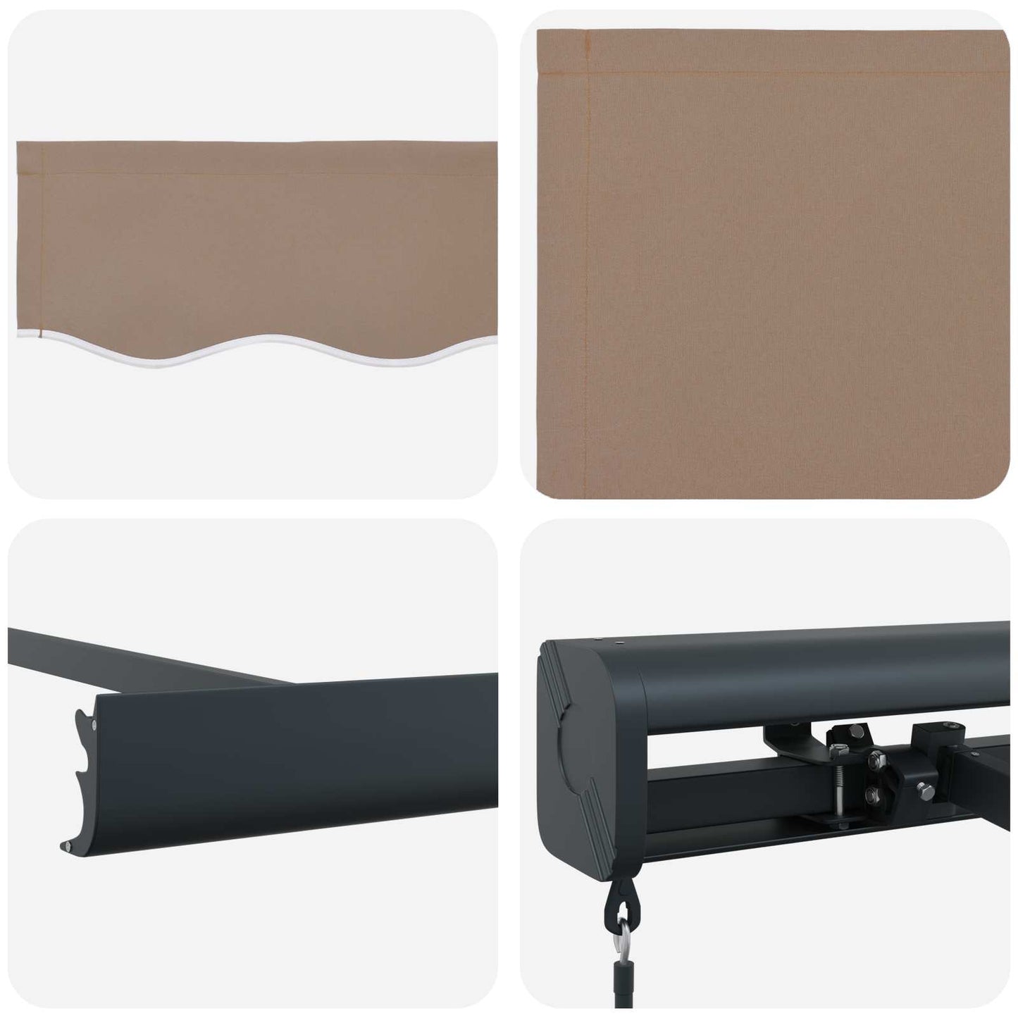 Ausziehbare Markise Taupe 450 x 300 cm Leinen und Aluminium