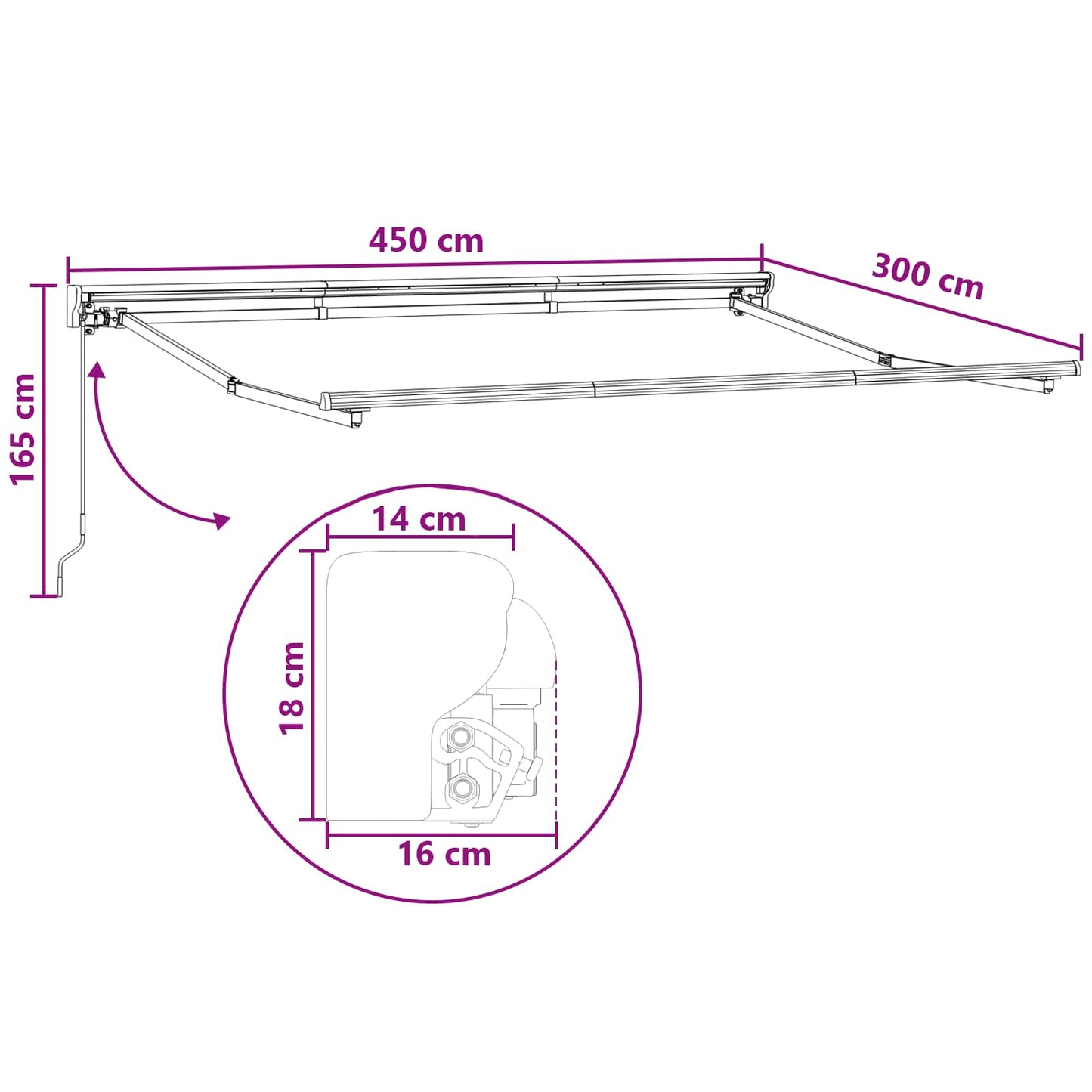 Manuell einziehbare Markise Taupe 4,5 × 3 m