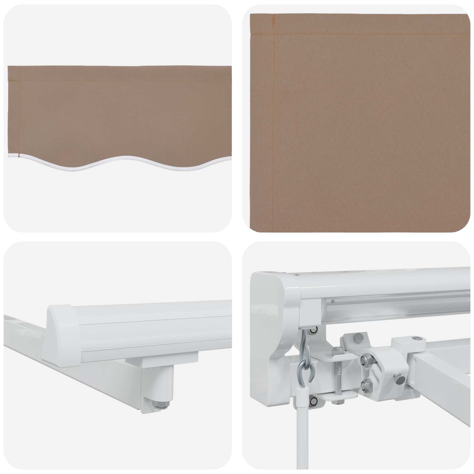 Manueller Markisenrahmen mit LEDs Taupe 4,5 × 3 m