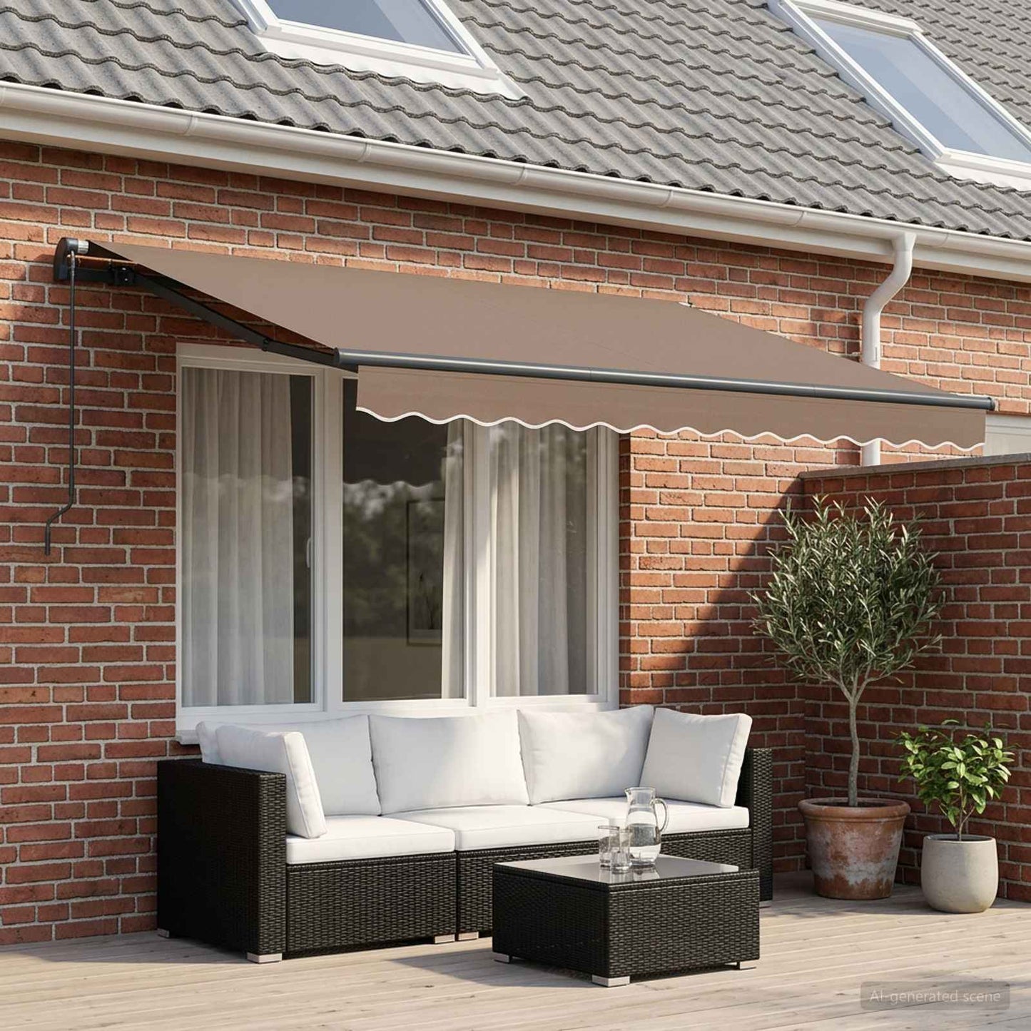 Ausziehbare Markise Taupe 450 x 350 cm Polyester und Aluminium