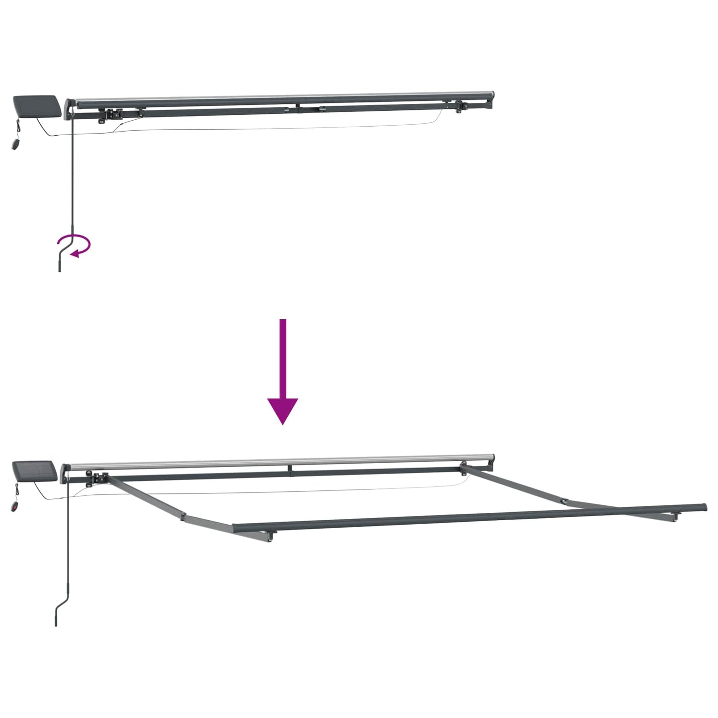 Ausziehbare Markise Taupe 450 x 350 cm Stoff und Aluminium