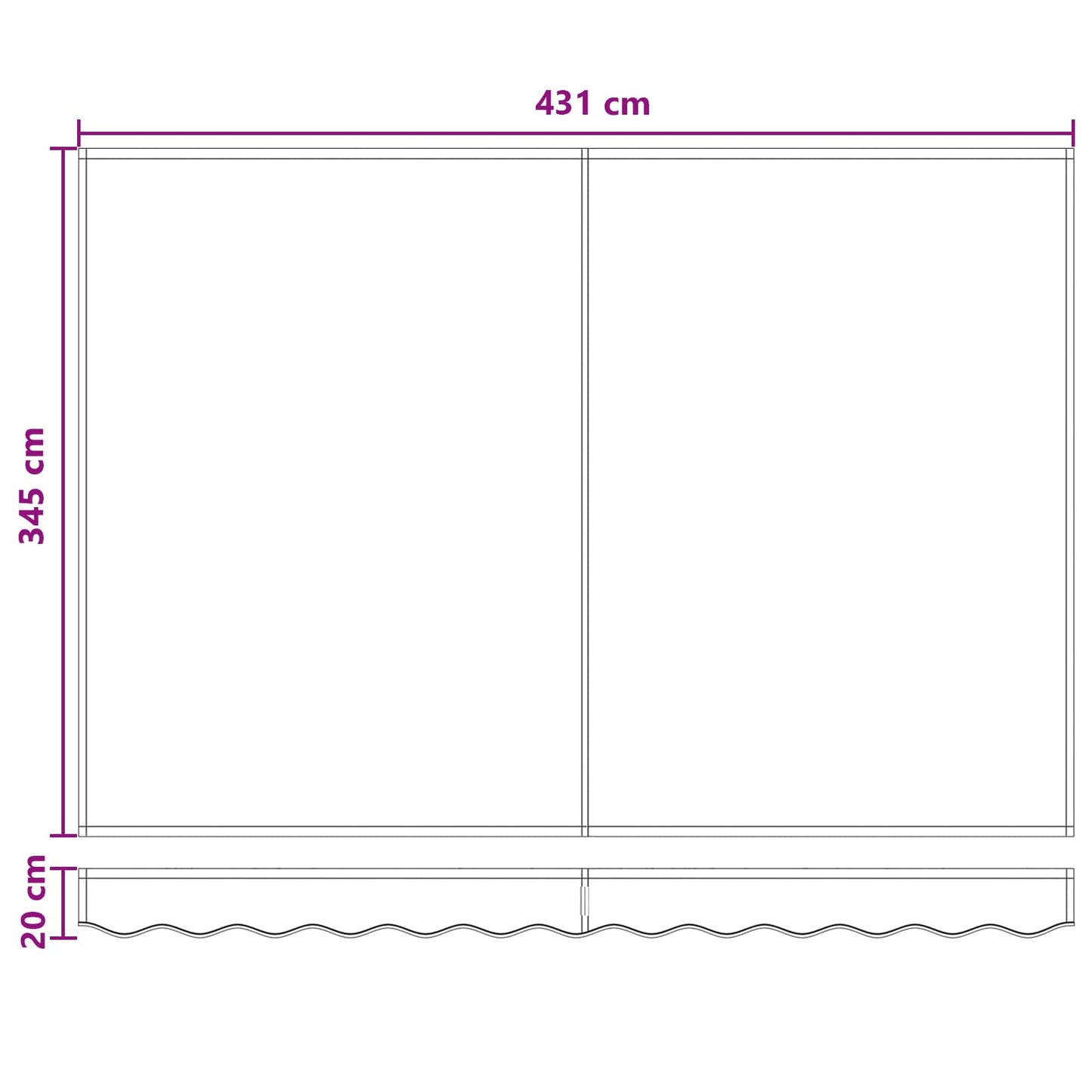 Ausziehbare Markise Taupe 450 x 350 cm Stoff und Aluminium