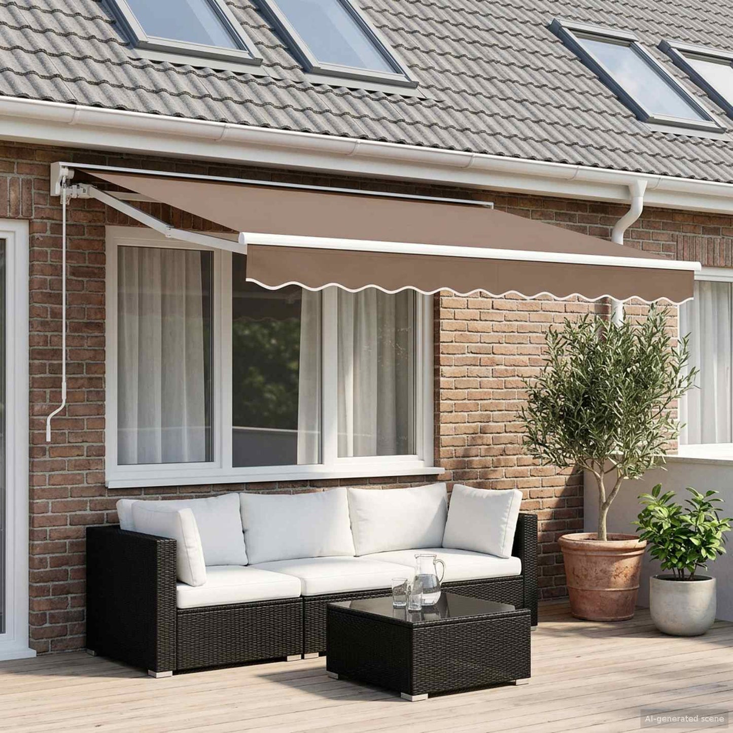 Manuell einziehbare Markise Taupe 4,5 x 3,5 m