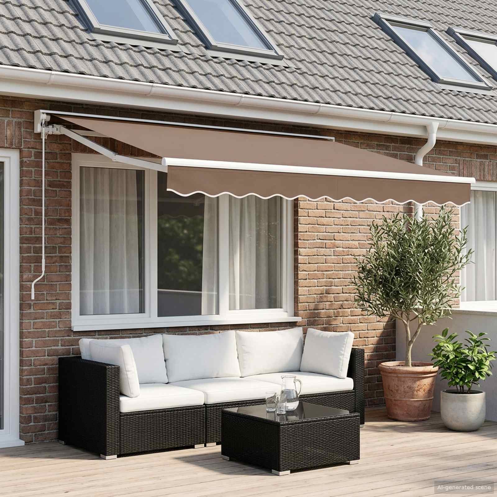 Manuell einziehbare Markise Taupe 4,5 x 3,5 m