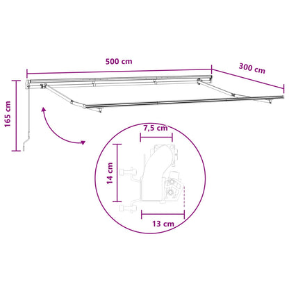 Ausziehbare Markise Sand 500 x 300 cm Polyester und Aluminium