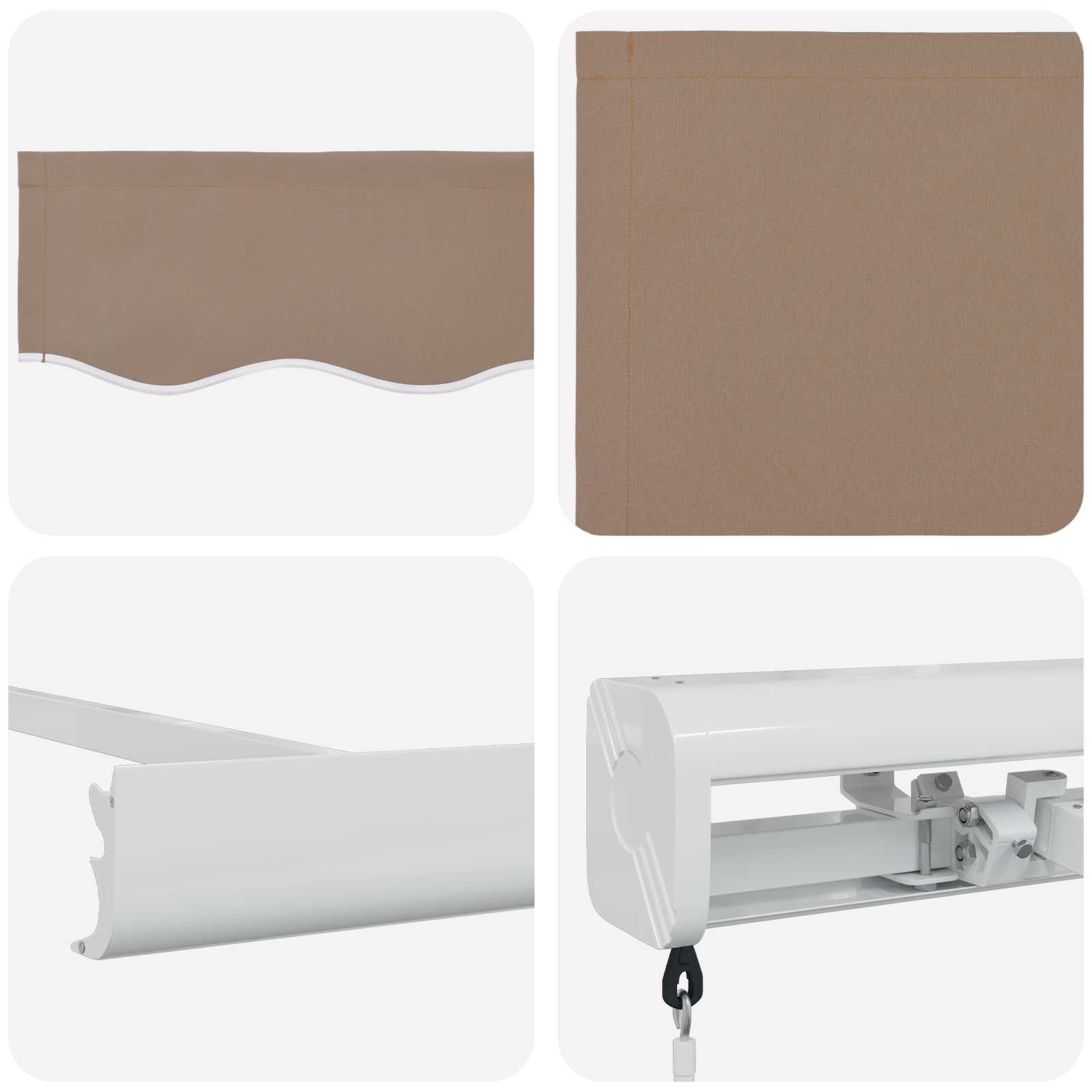 Ausziehbare Markise Taupe 500 x 300 cm Leinen und Aluminium