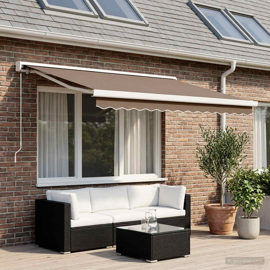 Ausziehbare Markise Taupe 500 x 300 cm Leinen und Aluminium