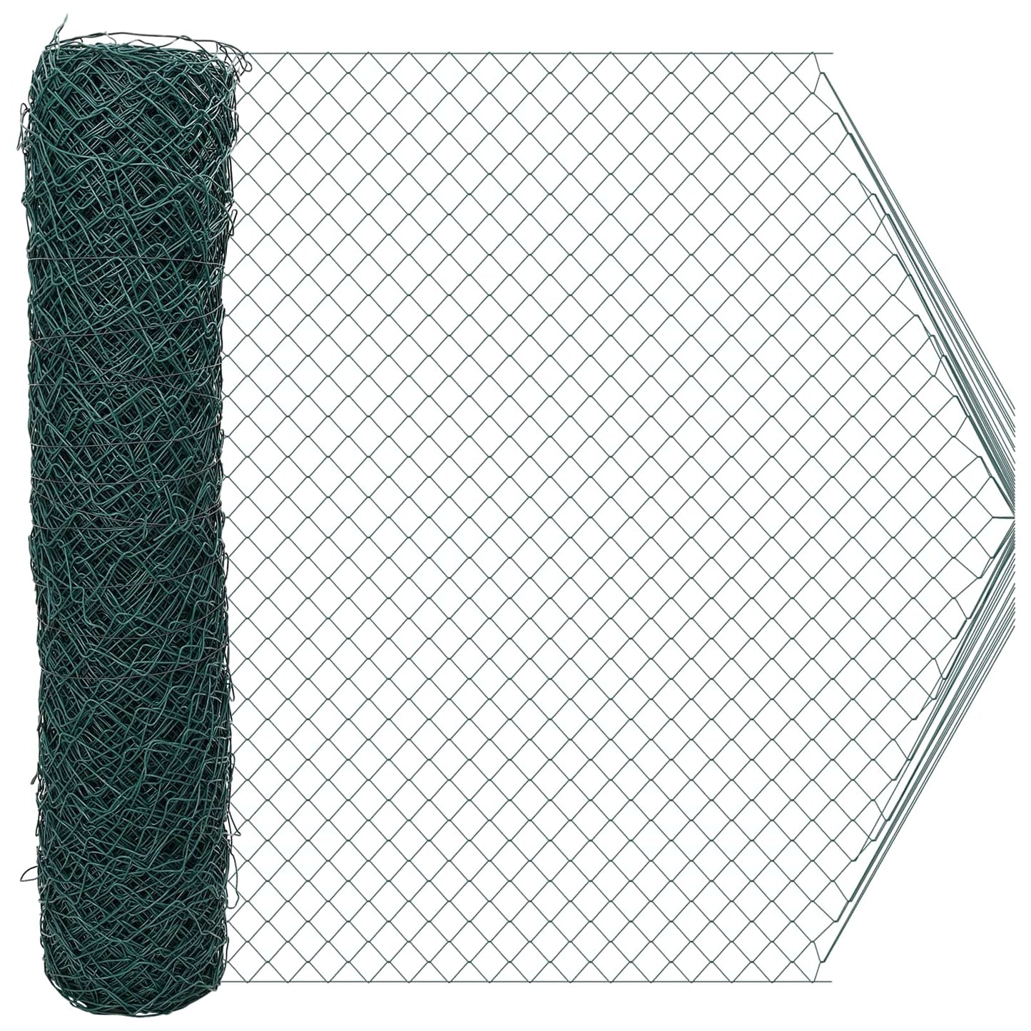 Kettenzaun 2 x 20 m Stahl Grün