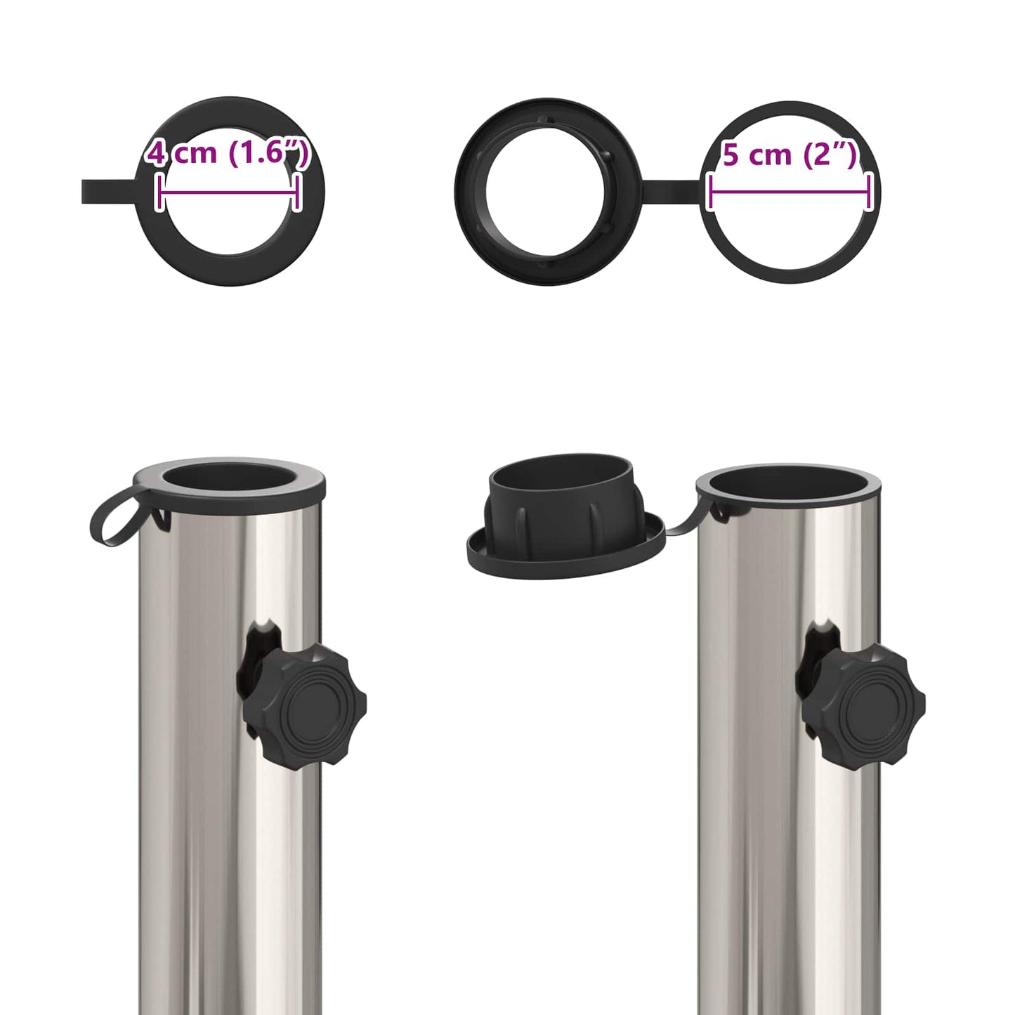 Parasolbasis für 40-50 mm Pole 26.75 kg Schwarz