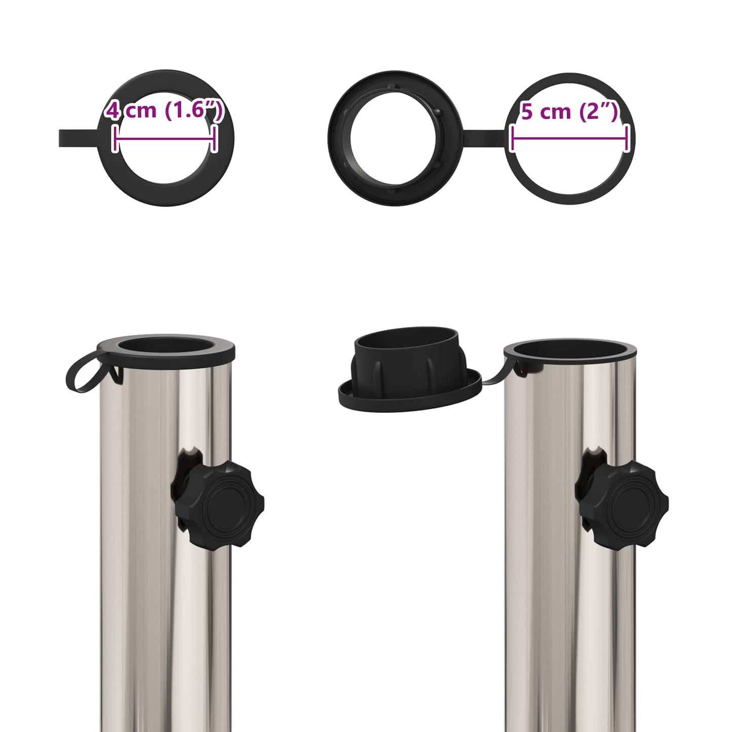 Parasol Fußrohr 0.63 kg Natürlicher Edelstahl Edelstahl