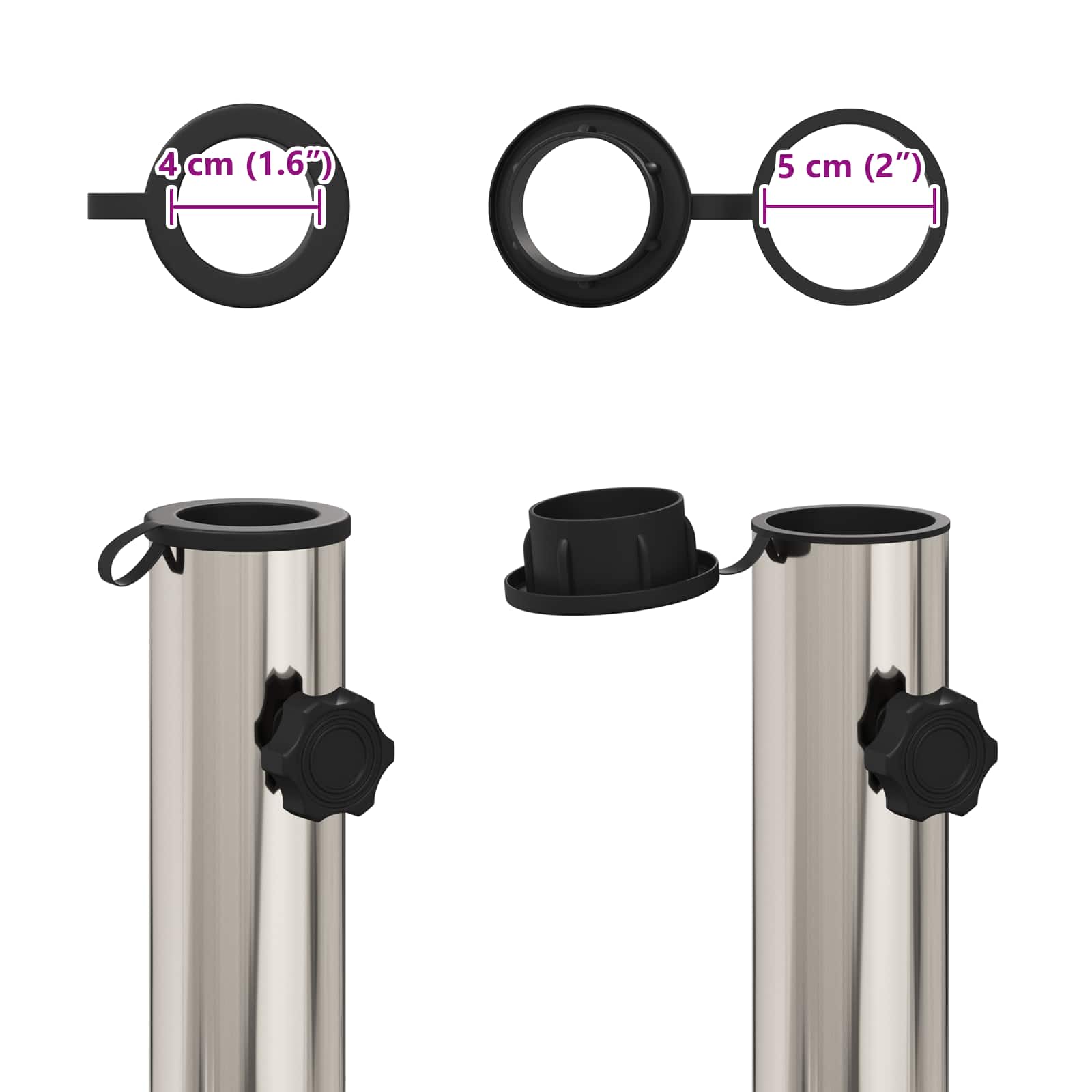 Parasol Fußrohr 0.63 kg Natürlicher Edelstahl Edelstahl