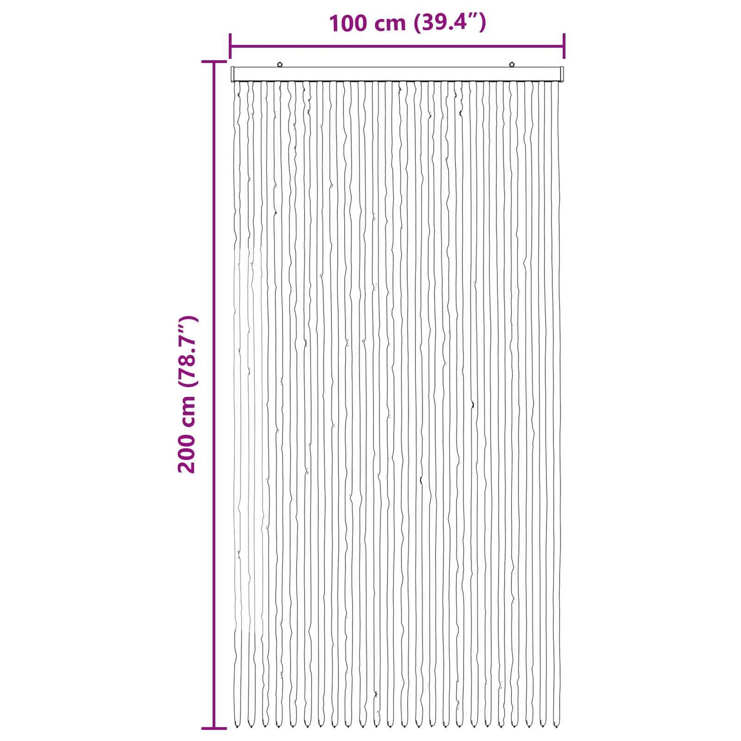 Insektenschutzvorhang Chenille Grau und Schwarz 100 x 200 cm