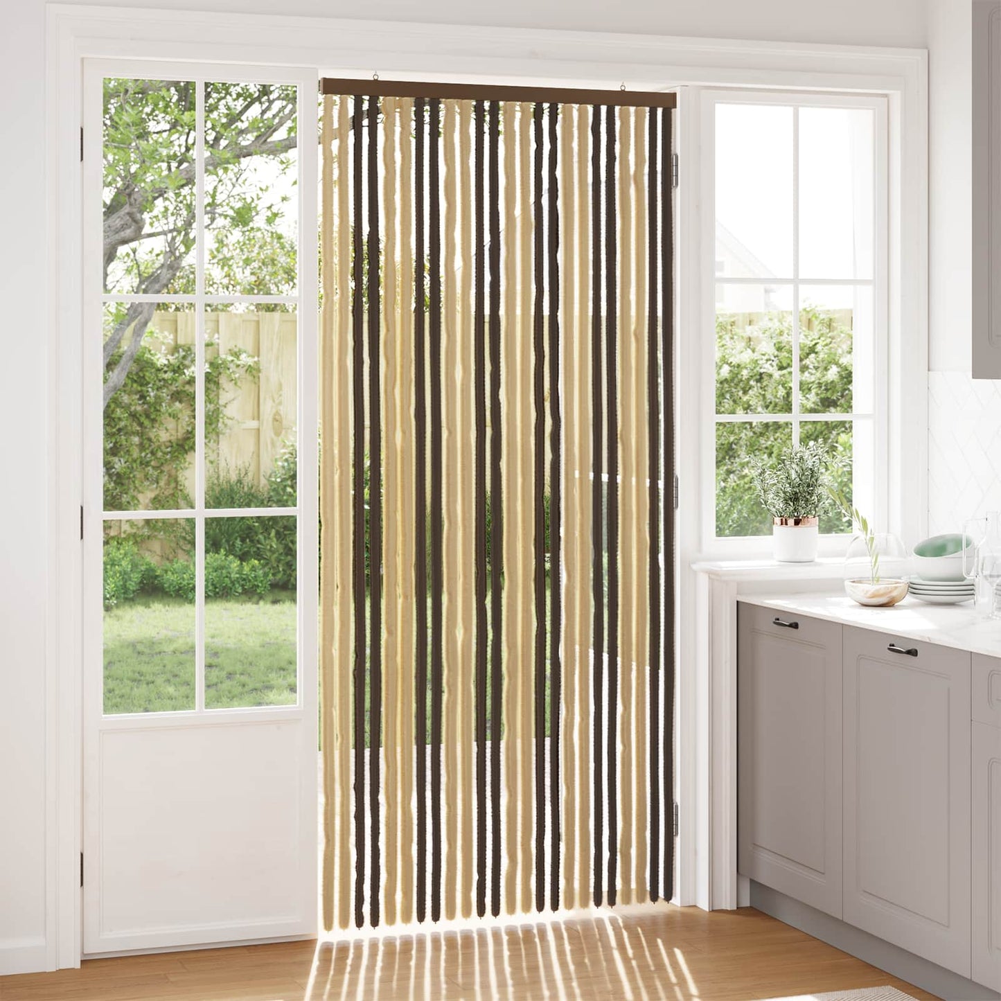 Insektenschutzvorhang Chenille Dunkelbraun und Beige
