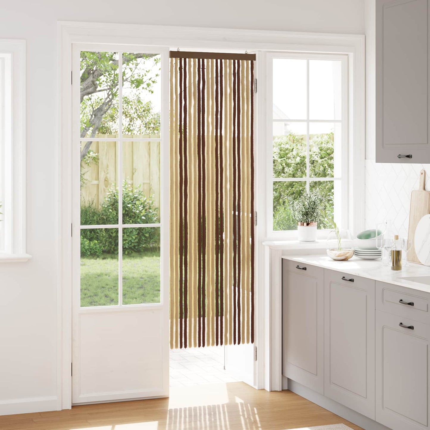 Insektenschutzvorhang Chenille Braun und Beige 56 x 185 cm