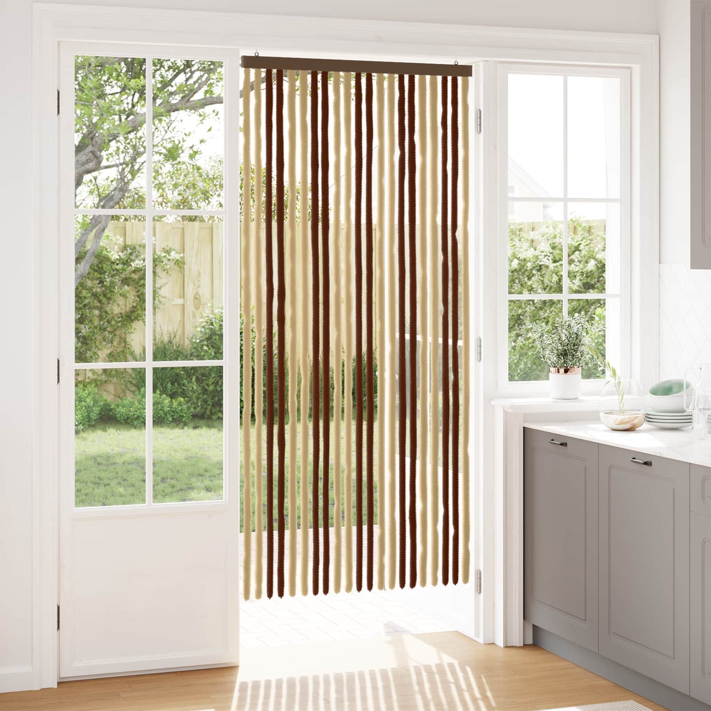 Insektenschutzvorhang Chenille Braun und Beige 90 x 200 cm