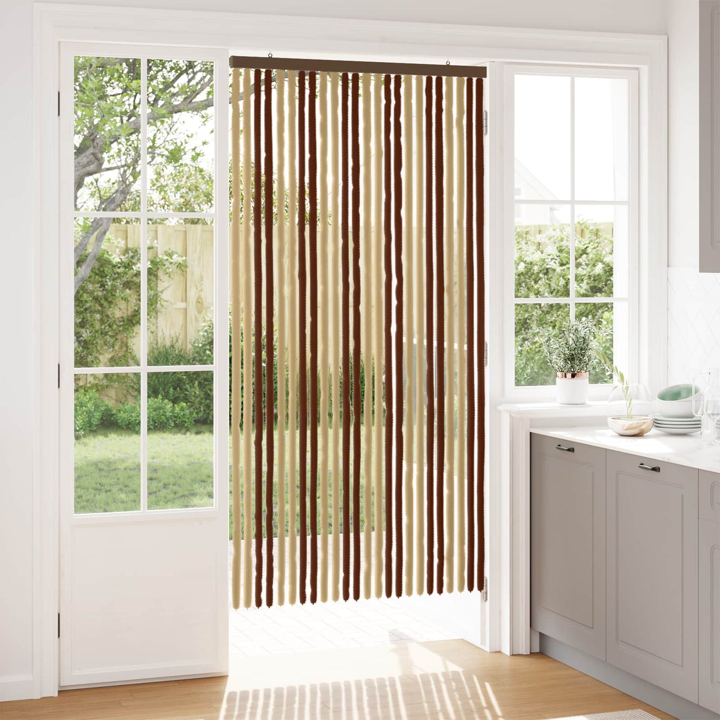 Insektenschutzvorhang Chenille Braun und Beige 100 x 200 cm