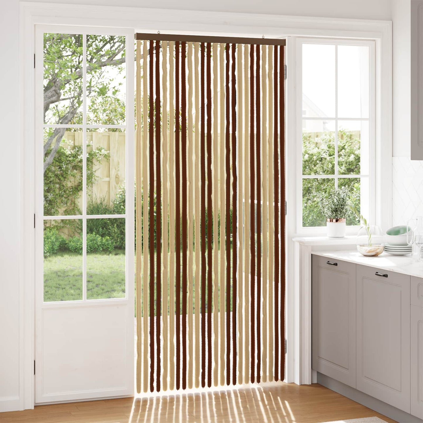 Insektenschutzvorhang Chenille Braun und Beige 100 x 220 cm