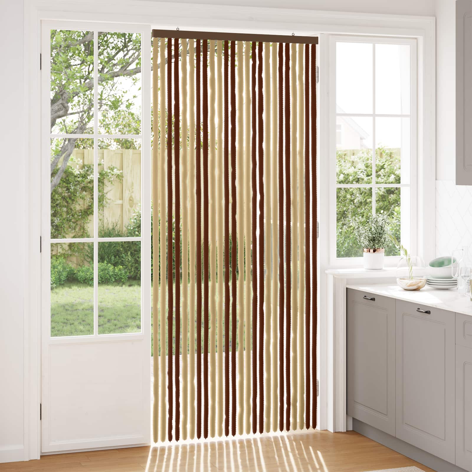 Insektenschutzvorhang Chenille Braun und Beige 100 x 230 cm